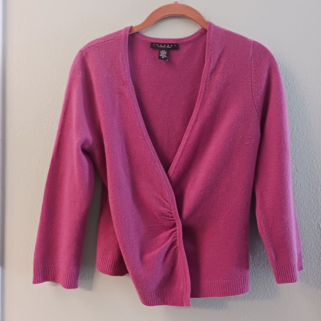 Pink V-Neck Cashmere Cardigan | Laundry By Shelli Segal | Size M